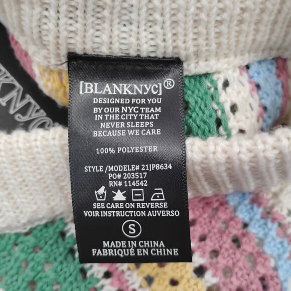 Blank NYC Over the Rainbow Crochet Sweater Shorts Open Stitch Striped Size Small - Picture 4 of 4